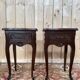 Pair of bedside tables – Louis XV style – Solid oak – Brass