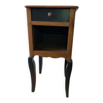 wooden bedside table