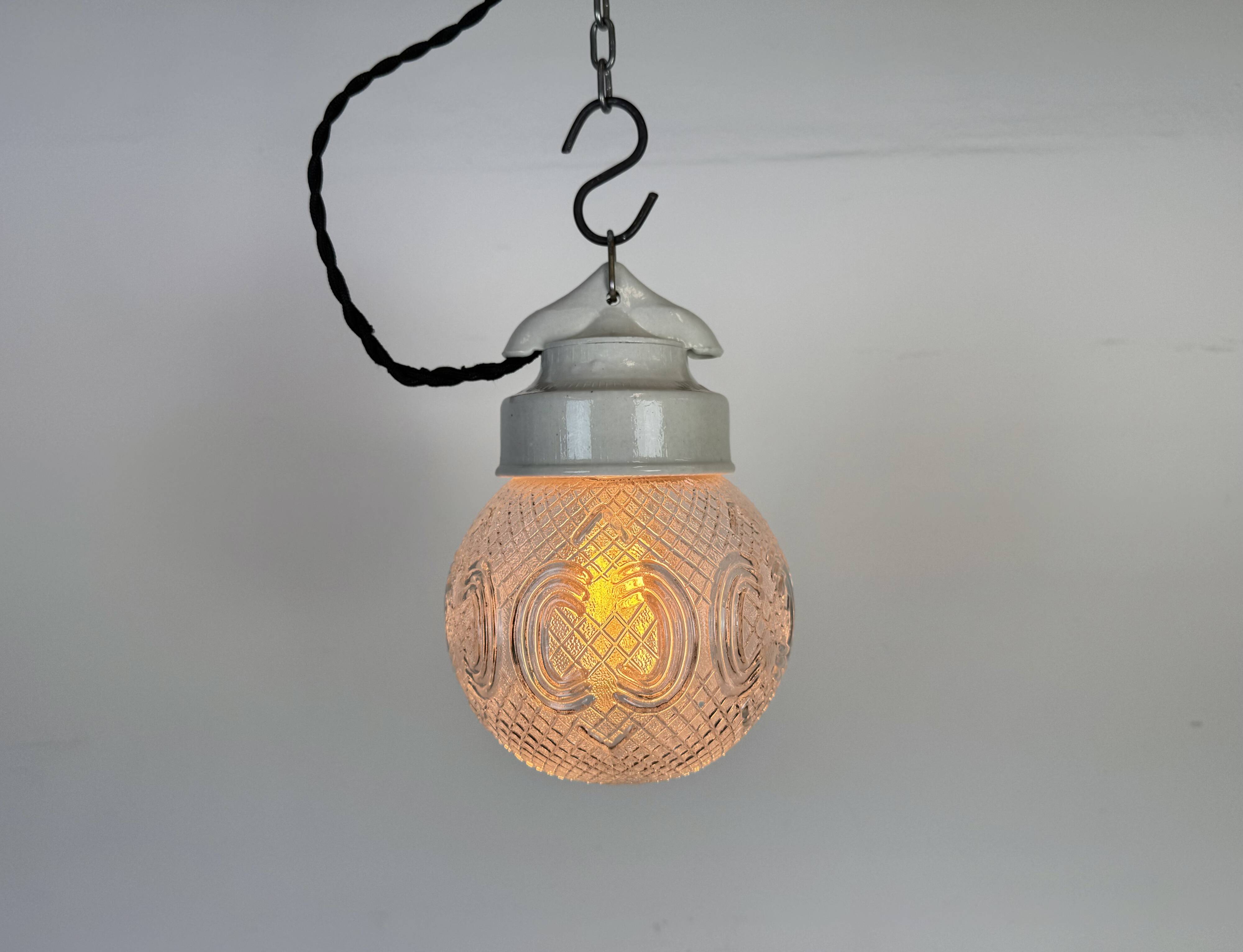 Vintage White Porcelain Pendant Light, 1970s