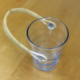 Seau à glace - Rotin et verre ondulé - Années 60