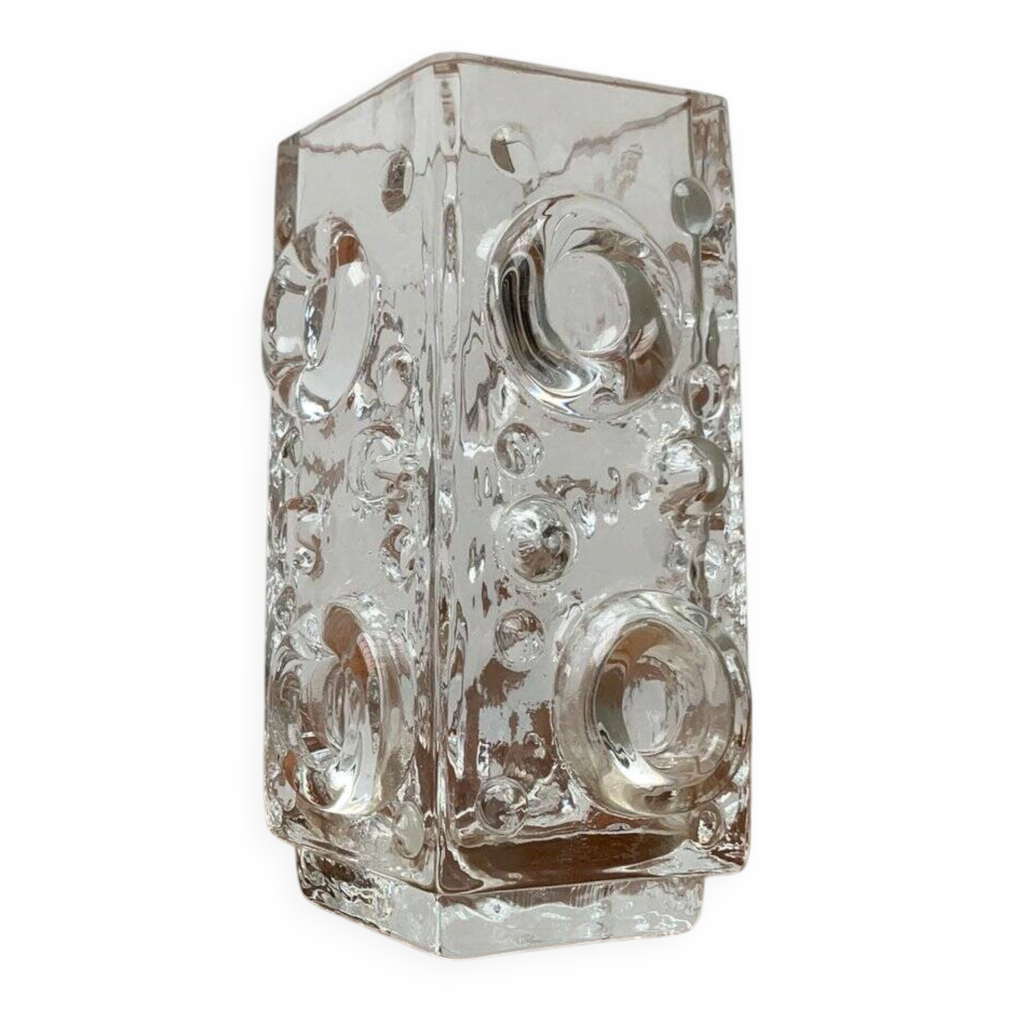 Brutalist Bubble Glass Vase by Josef Schott for Smalandshyttan, Mid-Century Swedish, 1960s