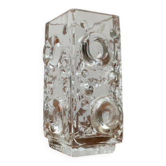 Brutalist Bubble Glass Vase by Josef Schott for Smalandshyttan, Mid-Century Swedish, 1960s