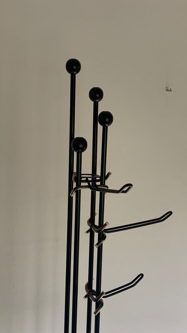 Portemanteau vintage des années 60 en fer et bois brutalist art déco debout France