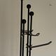Vintage coat rack from the 1960s in iron and wood, brutalist art deco, standing, France.