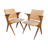 Chairs bridges vintage skai and wood feet compass