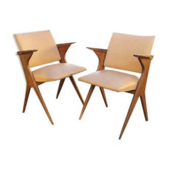 Chairs bridges vintage skai and wood feet compass