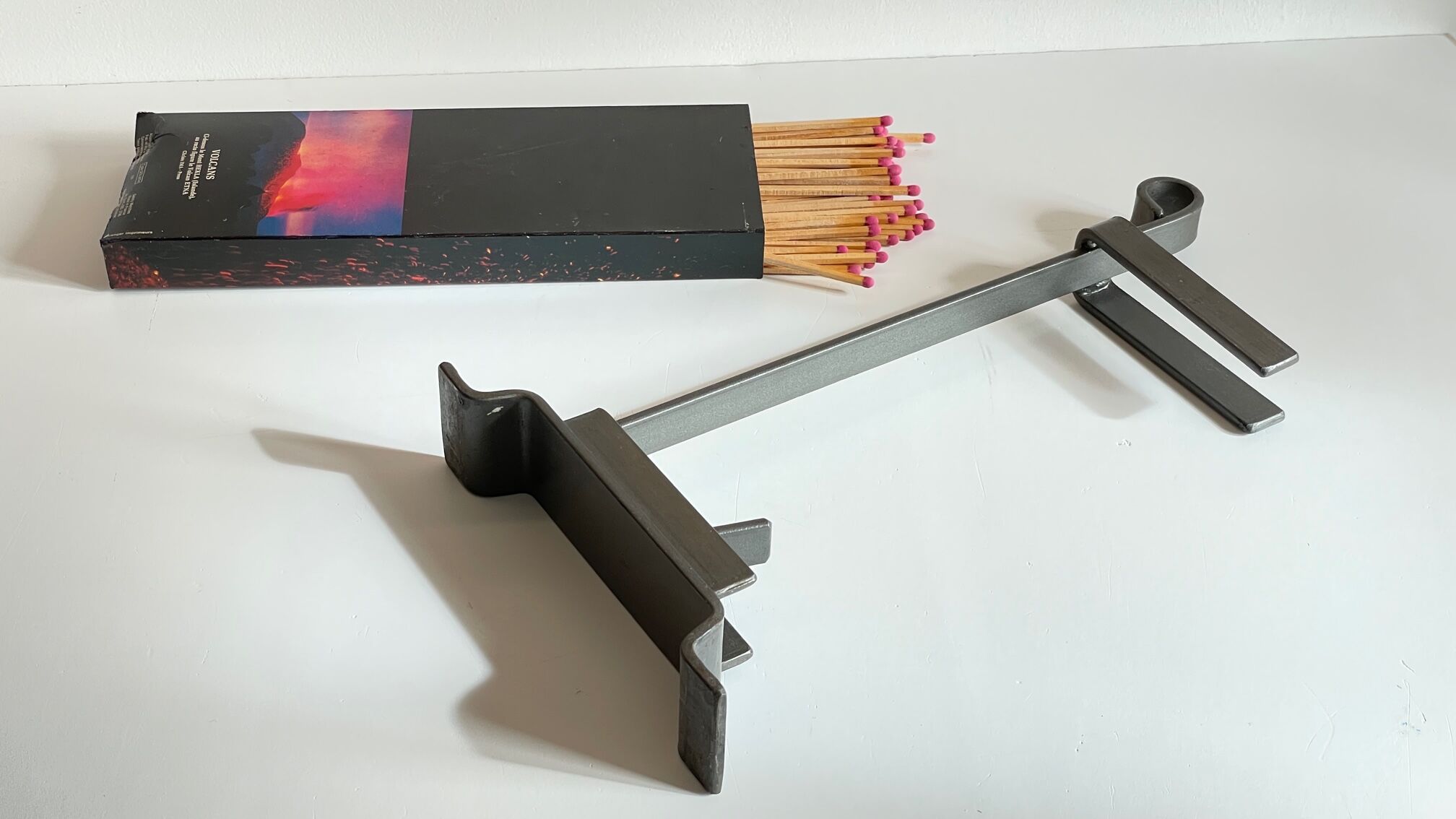 Brutalist Match Holder Steel Chimneys VINTAGE
