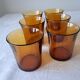6 Vintage Amber Water Glasses. DURALEX