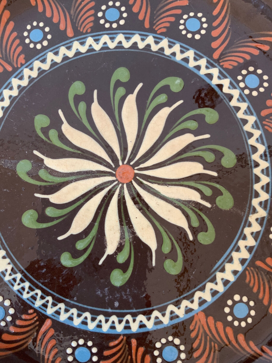 Alsatian plate in glazed clay