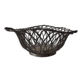 Silver-plated metal braided wire fruit basket, 1950s