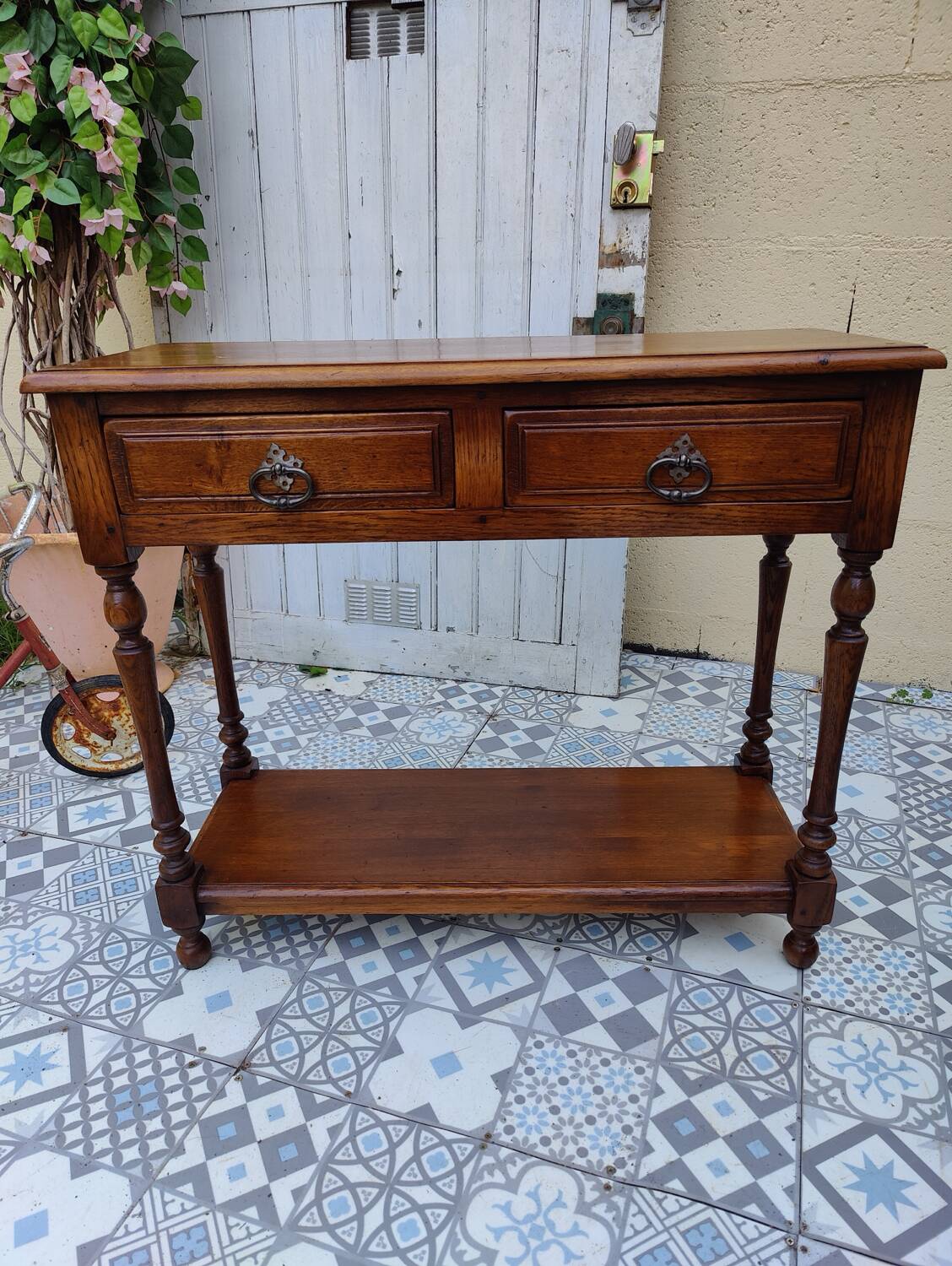 Console vintage bois massif