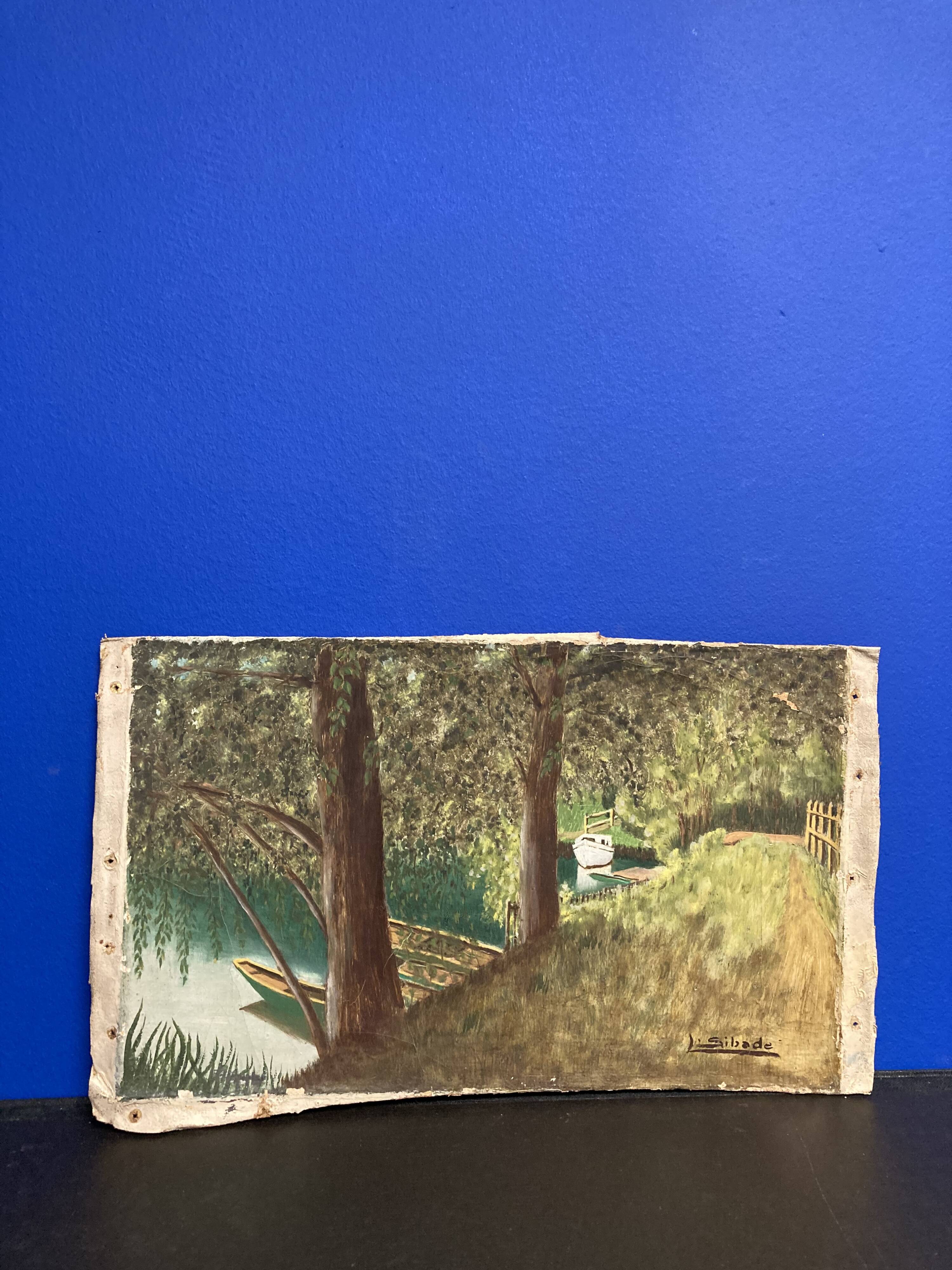 Landscape in oil on canvas signed