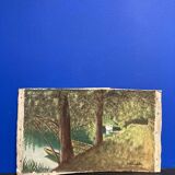 Landscape in oil on canvas signed