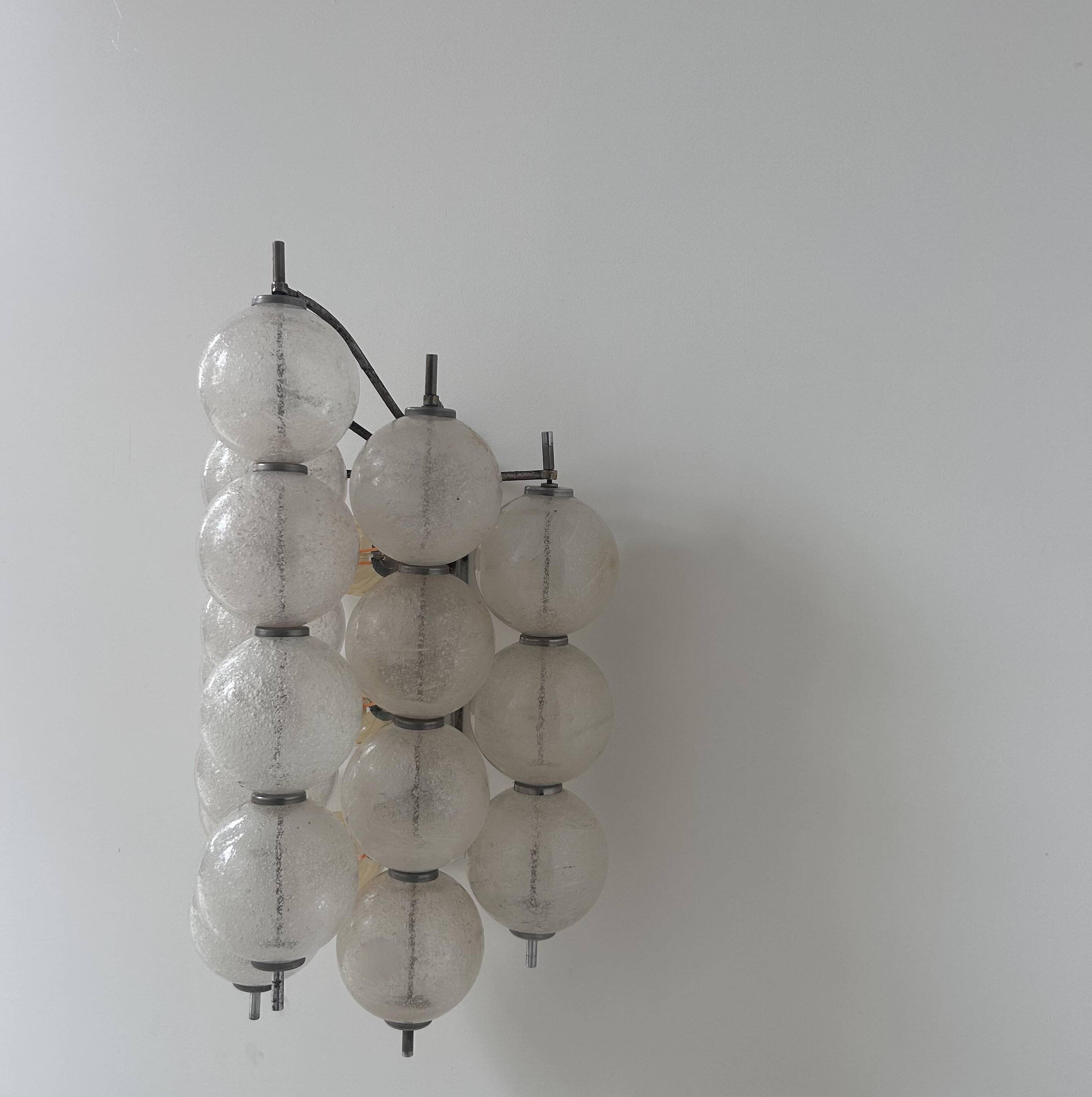 Vintage "Sterrenbeeld" wall lamp, Murano bubbled glass, Raak Netherlands 1960