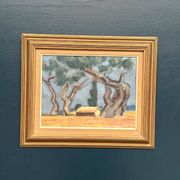 Original Swedish Oil On Panel – “Hut Between Trees” By Martin Larsson – Vintage & Framed – 48 × 40 Cm (18.9" × 15.7")