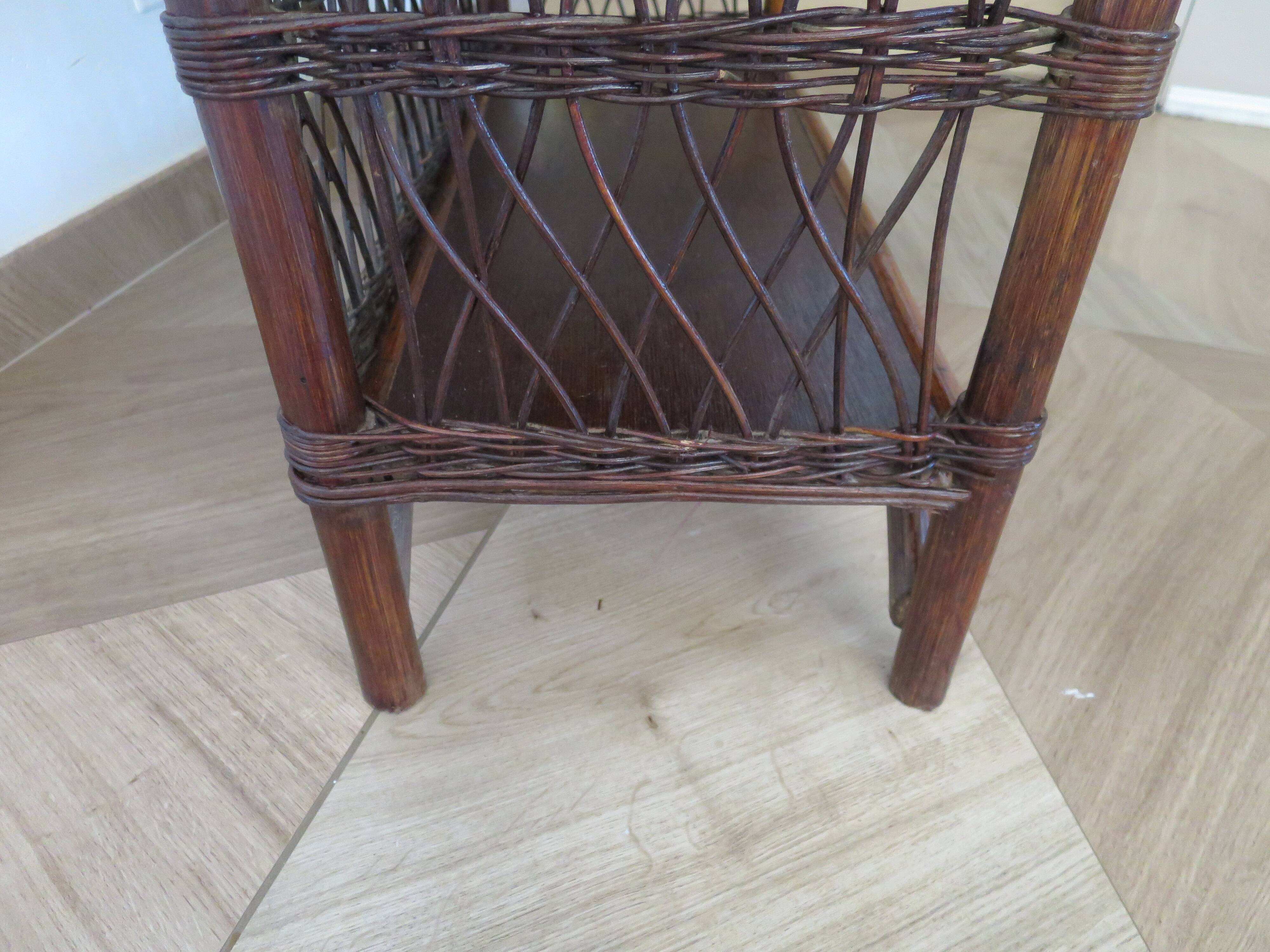 Bookcase - Bibus - 3 levels - woven rattan - bamboo - Vintage - 70s