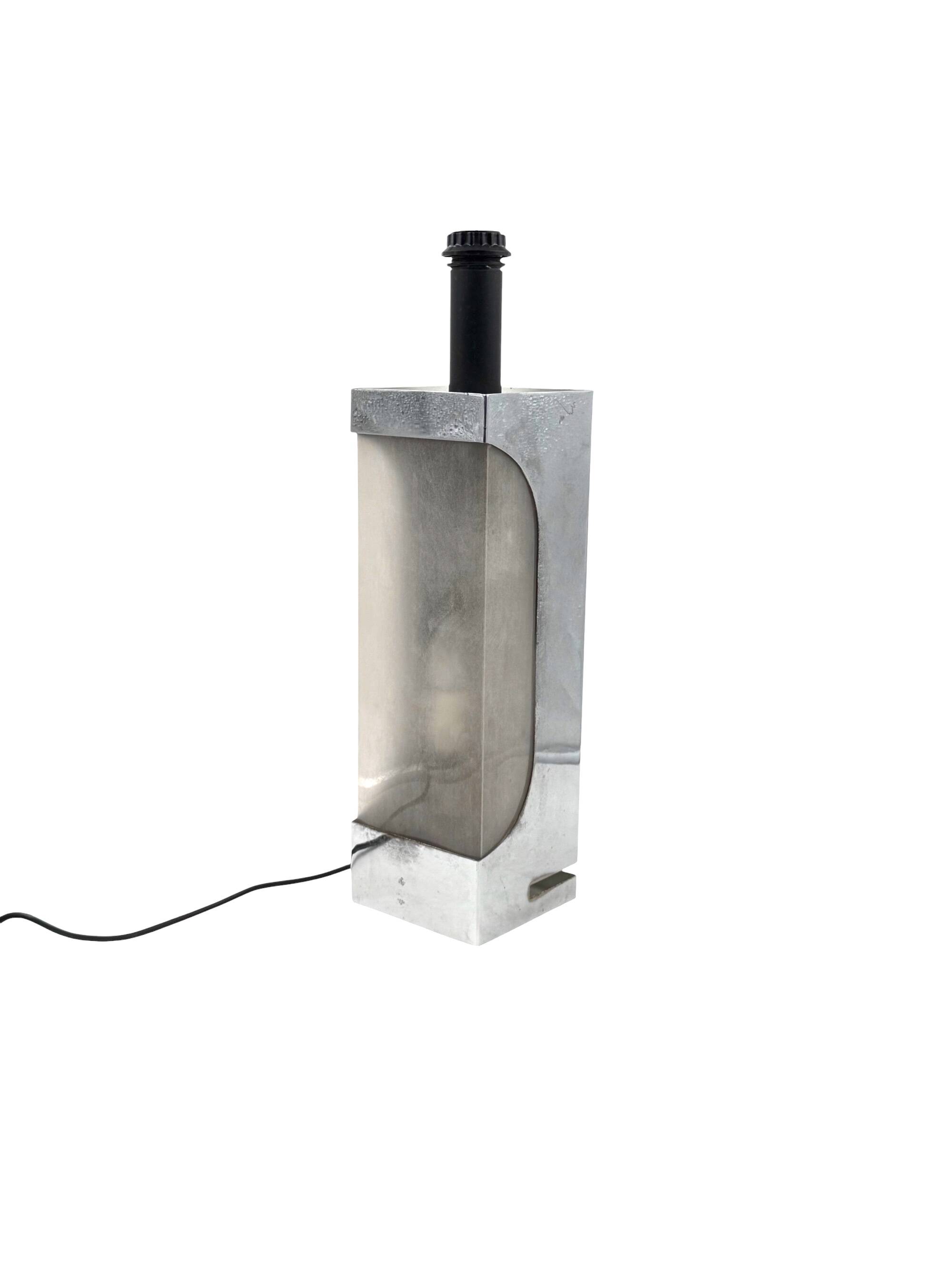 Hollywood regency chromed table lamp base, Luci Milano Italy, 1970s