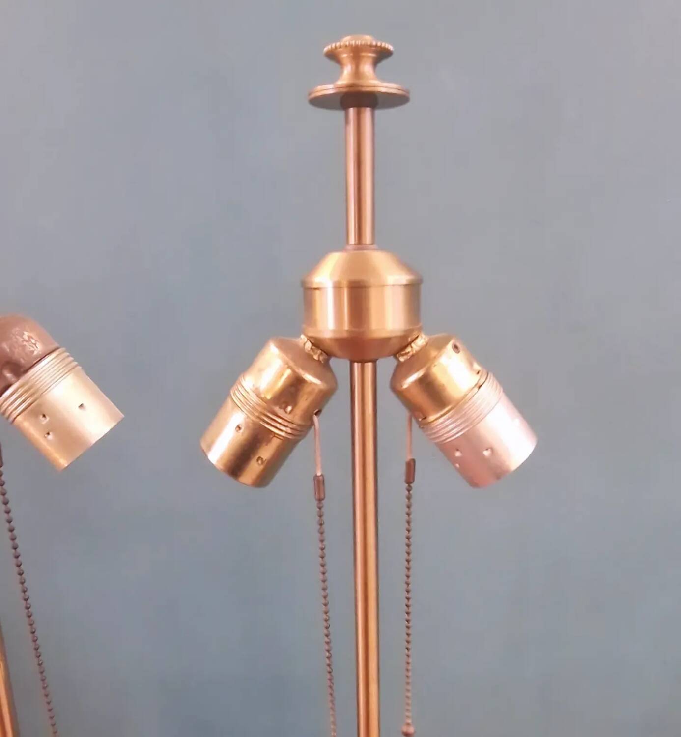 Large pair of 70s gold metal table lamps