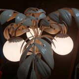 Lampadaire palmier blanc vintage 3 globes