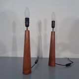 Mid-Century Filigree Danish Teak Table Lamps, 1950s, Set of 2