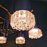 Space Age chandelier in chrome metal and brass, 1970s