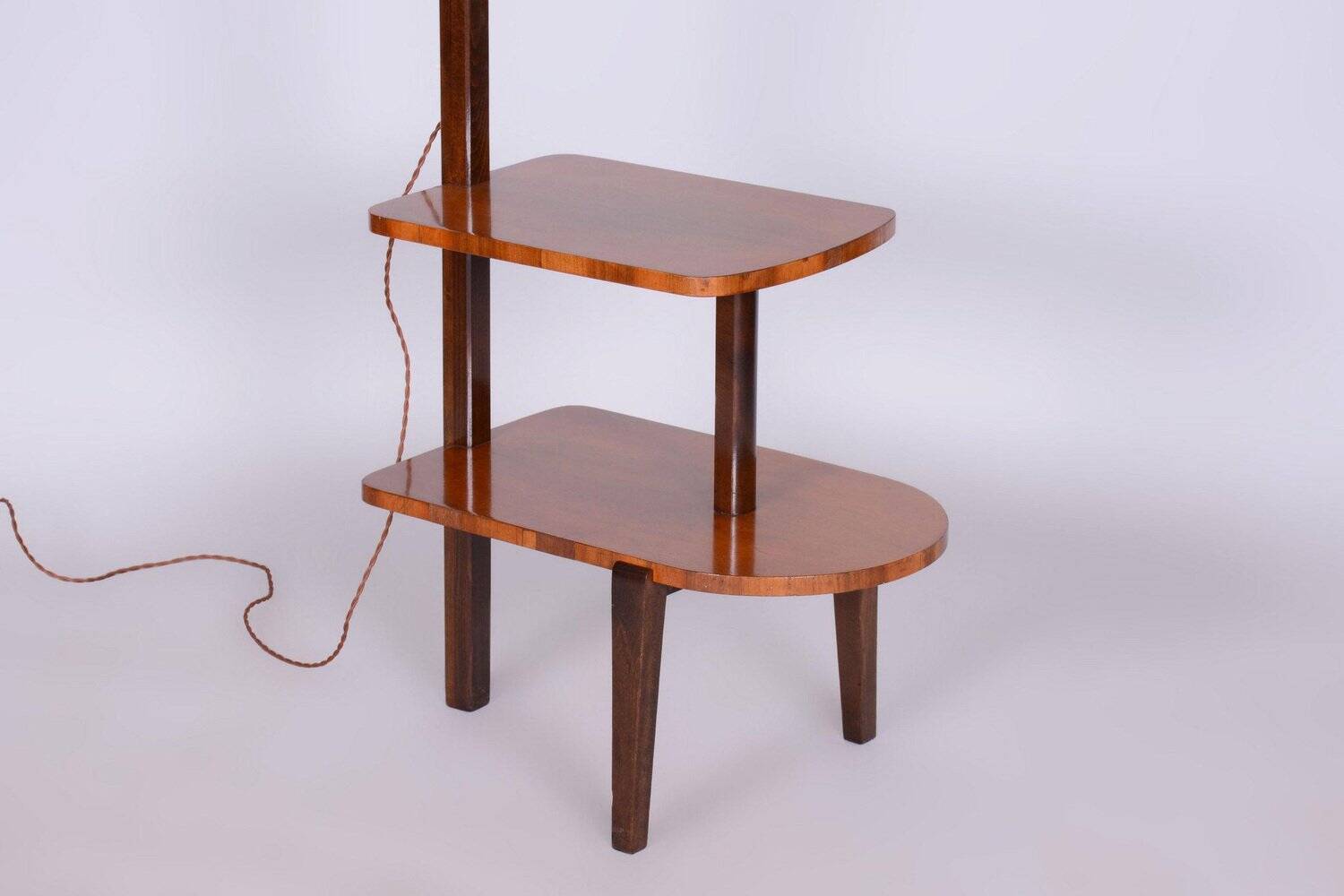 Art Deco Walnut Floor Lamp attributed to J. Halabala for Up Závody, 1930s