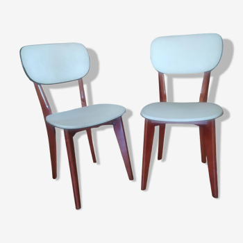 Paire de chaises vintage 1950/1960 simili cuir blanc