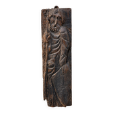 Ancient carved wooden panel – Religious figure in bas-relief
