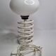 Vintage table lamp with spring base, opaline globe, Maurer style, 80s