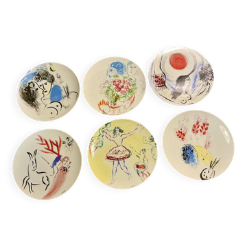 Bernardaud coffret 6 assiettes porcelaine Limoges Marc Chagall