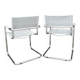 Pair of cantilever armchairs in grey leather made in italy