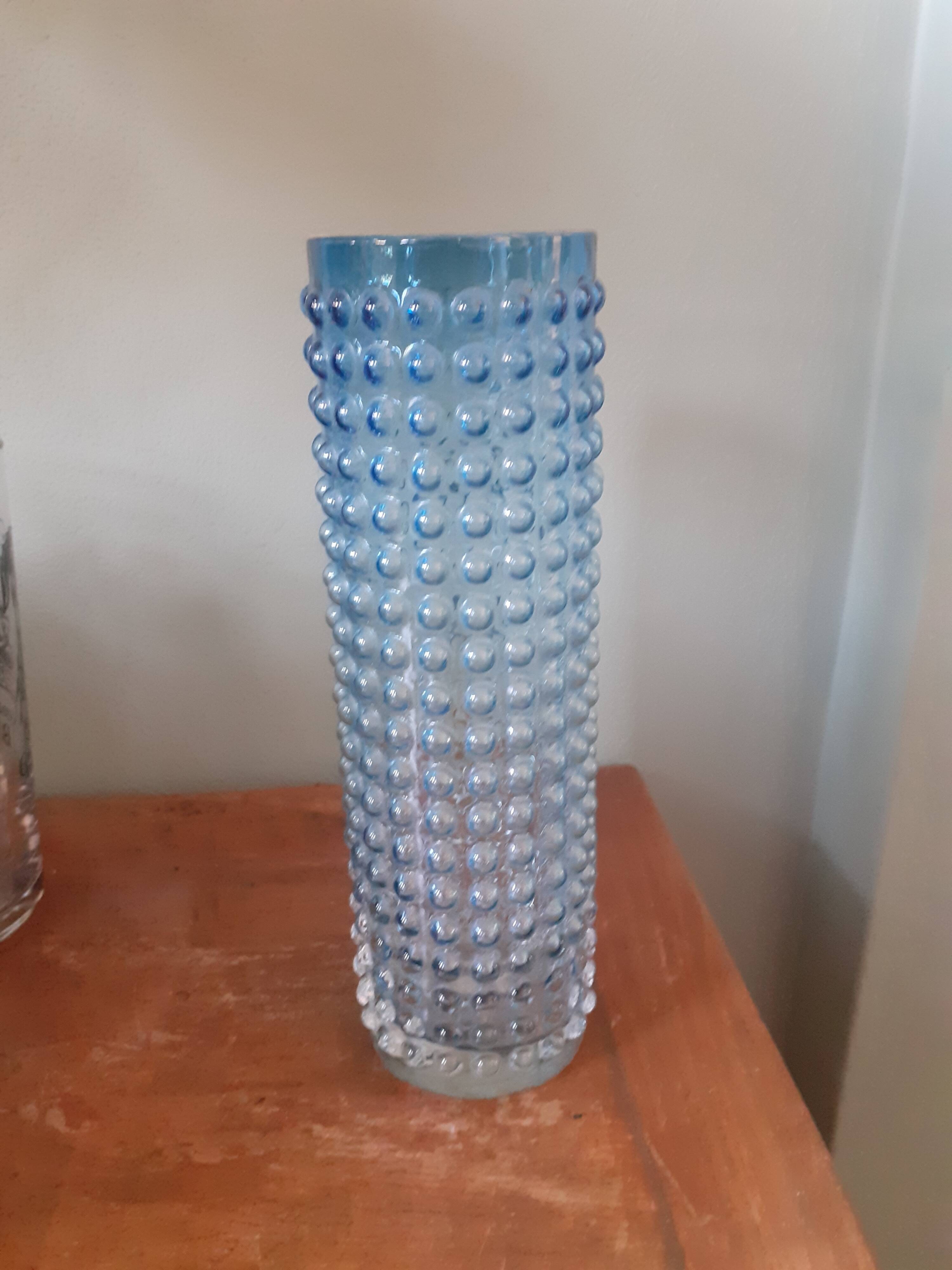Vintage glass vase with bubble decoration