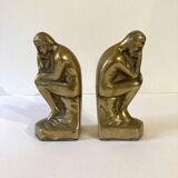 Paire de serre-livres en laiton d'après "Le penseur" de Rodin, vers 1960