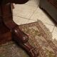 Console on legs claws to a drawer mahogany marble tray Restoration