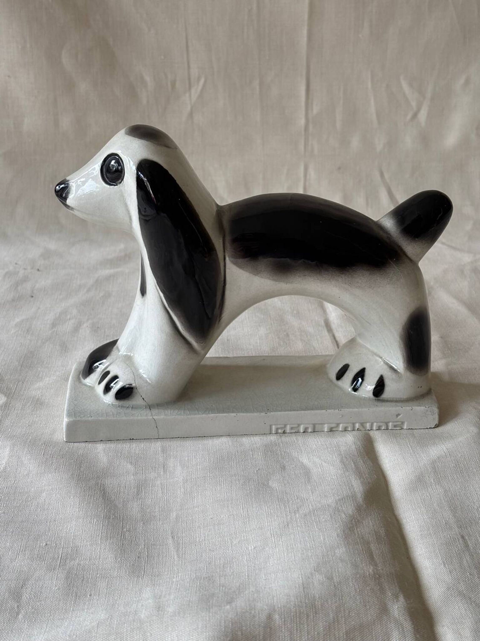 Chien en céramique Geo Condé 1930 Saint-Clement