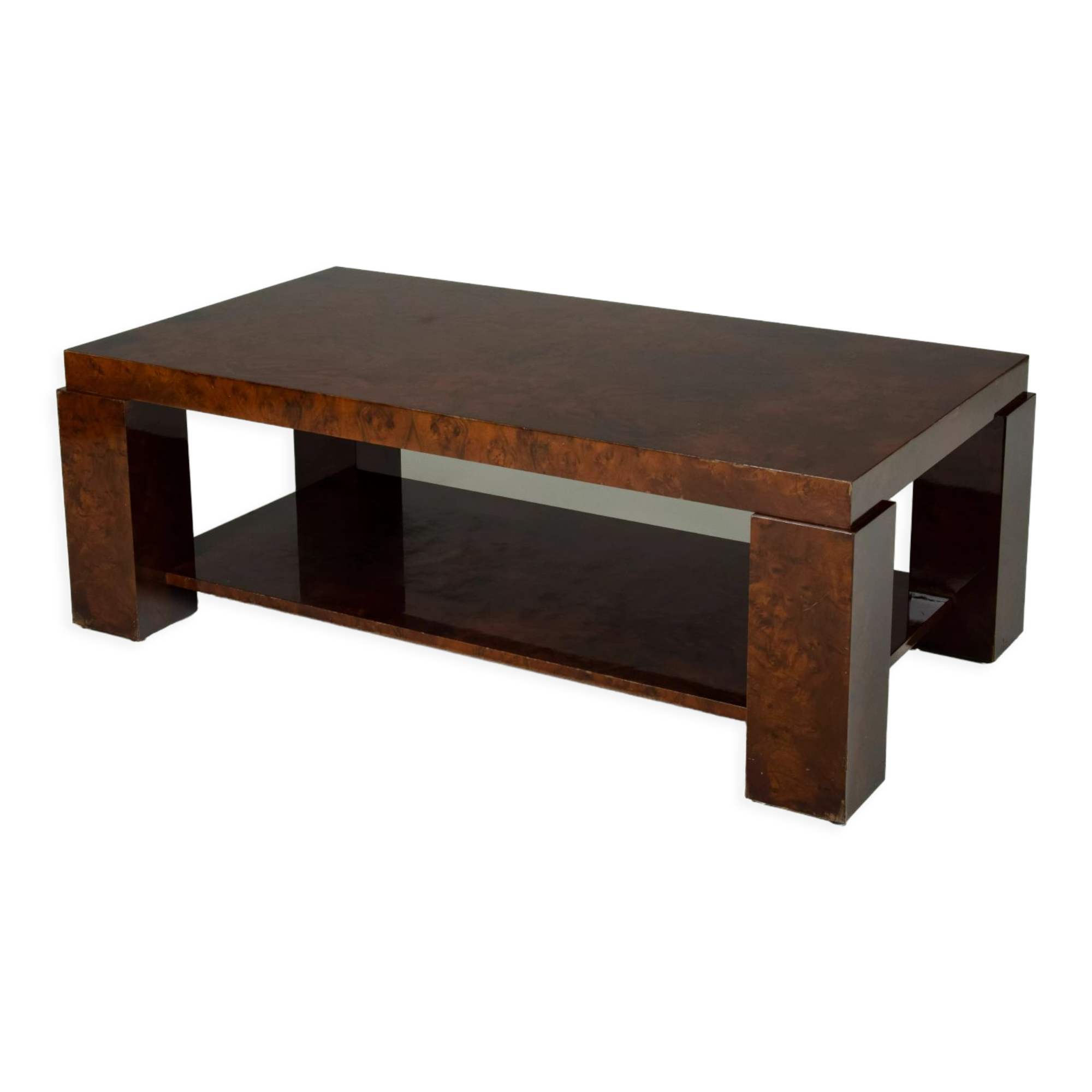 Lacquered elm magnifying glass coffee table, 1970s