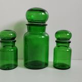 Trio green apothecary vials