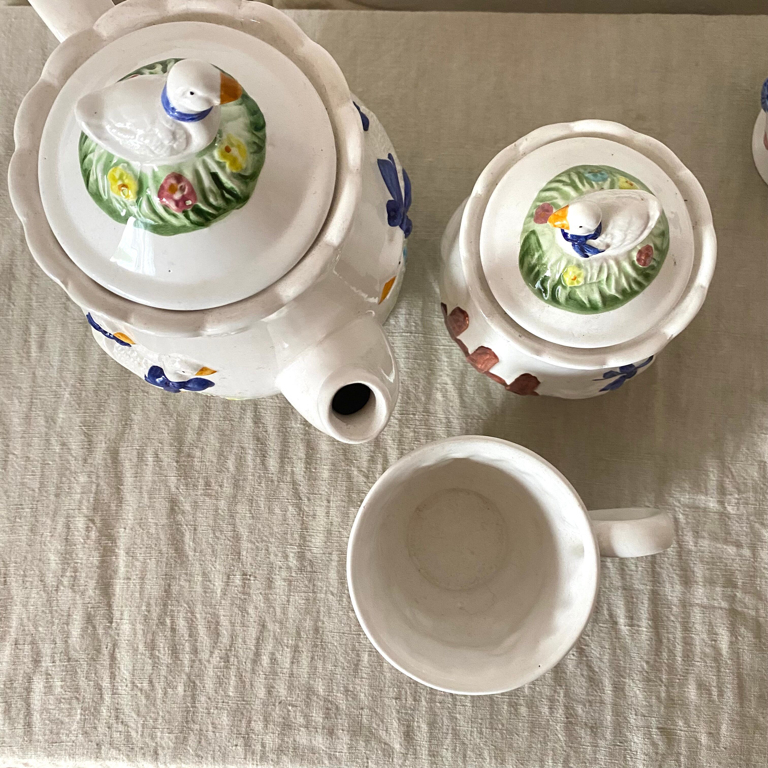 Slurry tea set geese 80s