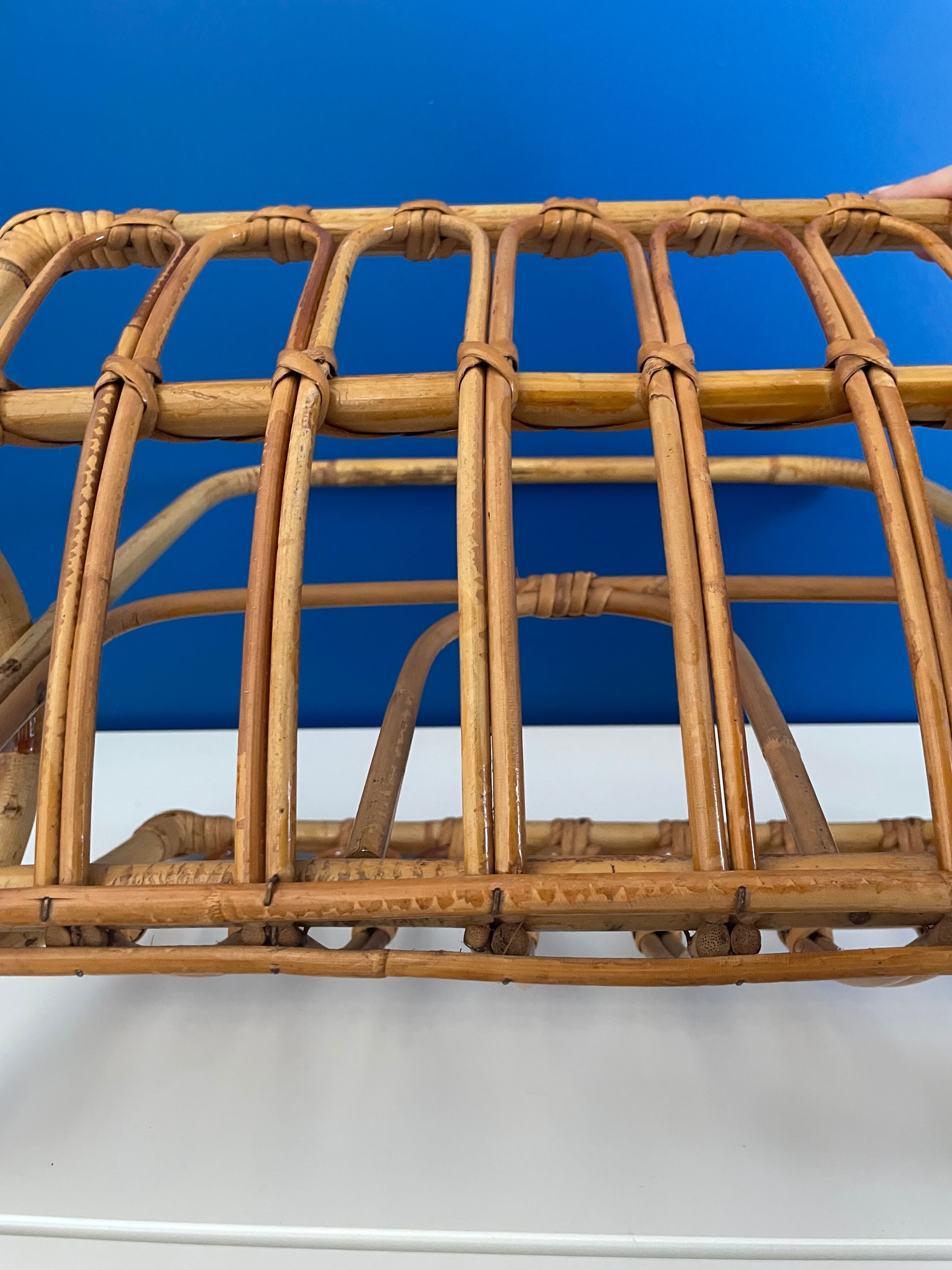 Vintage rattan magazine holder