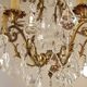 French Art Nouveau chandelier with 6 lights in bronze and crystal Acanthus 5552