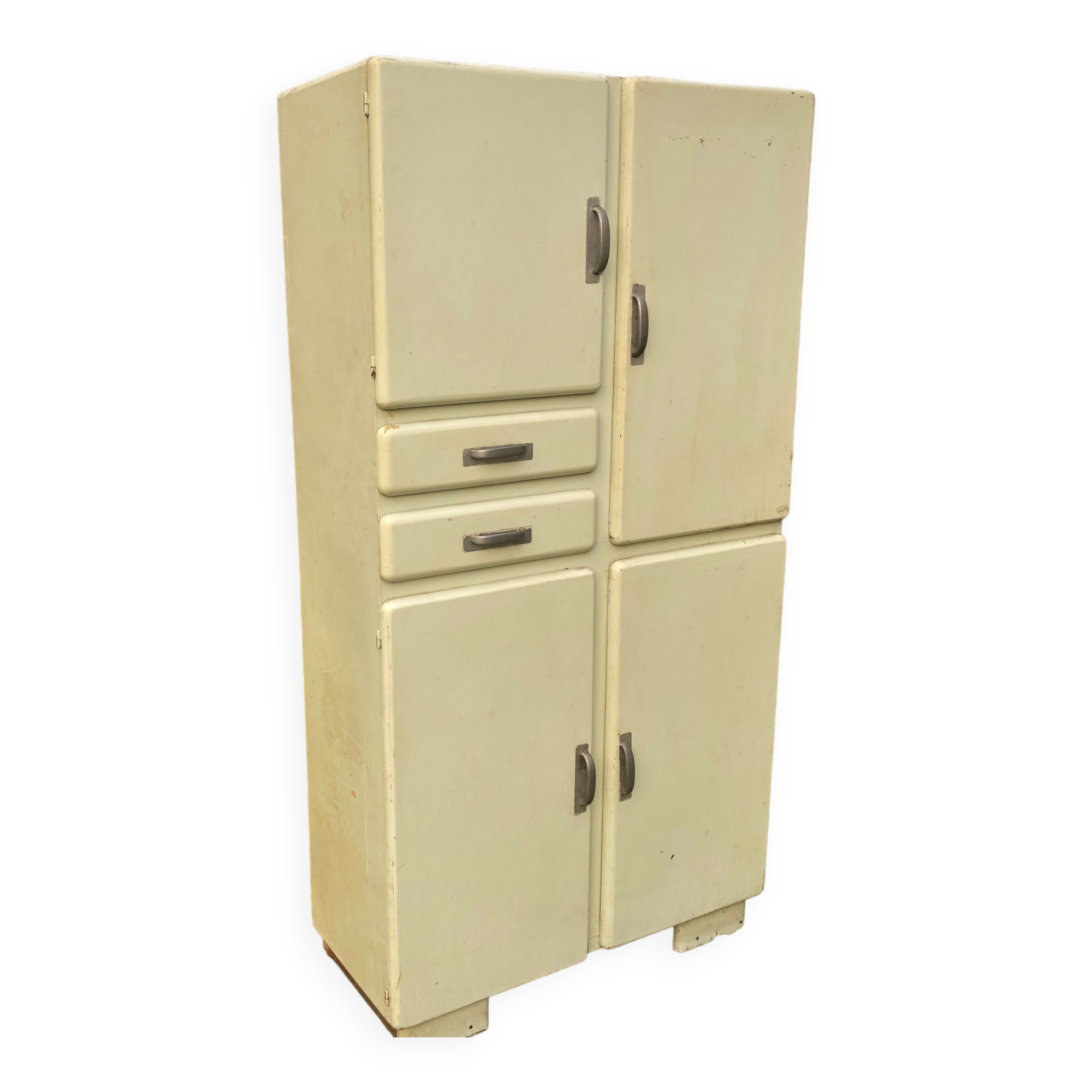 Vintage Mado sideboard with 4 doors and 2 drawers in beige lacquered plywood