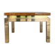 Table basse laiton et loupe d’orme vintage