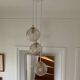 Triple pendant light with vintage glass globes