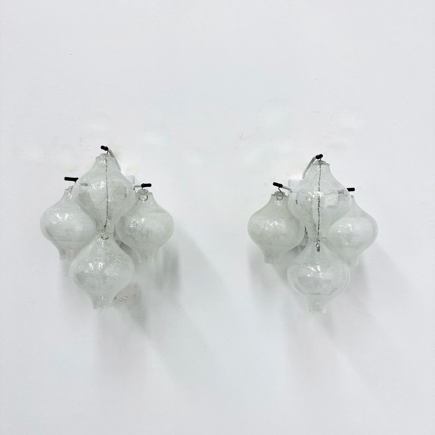 Mid-century Tulipan glass pair of sconces by Kalmar, Austria, 1960s