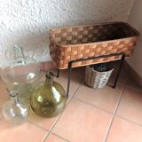 Planter on foot in braided wood 60/70s