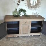 Buffet Louis XIV Dresche Picarde solid oak aspect Brut