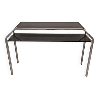Vintage console in smoked glass and chrome