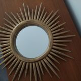 Miroir soleil en bois doré 50cm