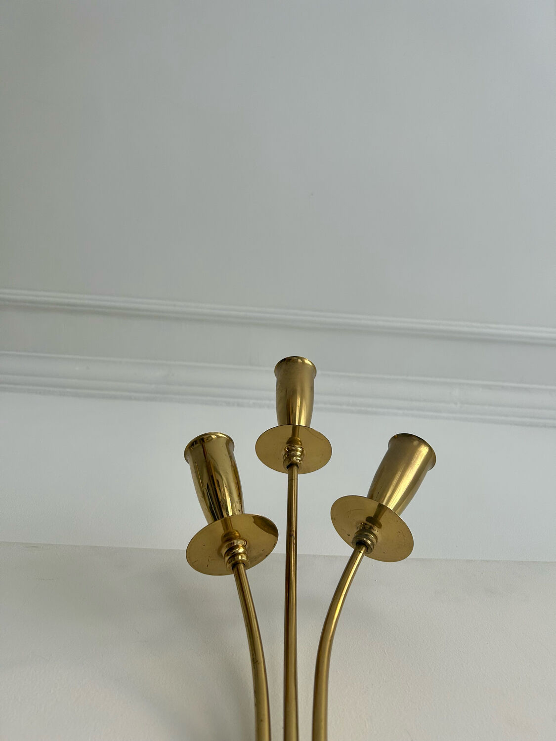 Pair of vintage wall lamps, solid brass, France 1950