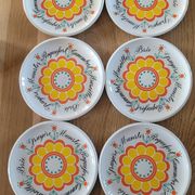 6 assiettes à fromage rétro